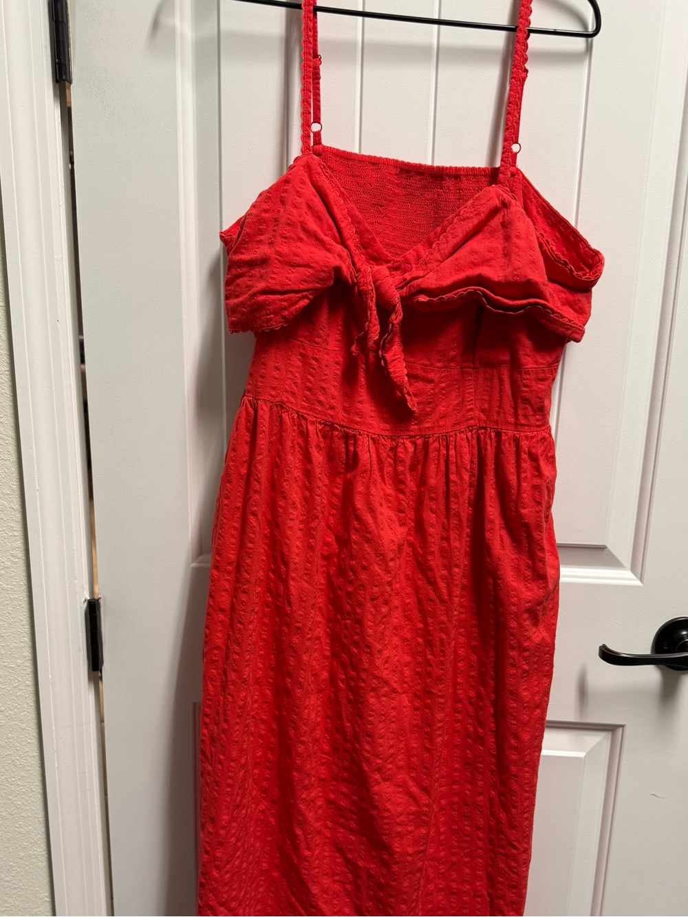 Old Navy Red Smocked Strapless Dress